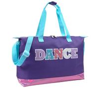 MADISON & DAKOTA Borsa a tracolla per indumenti da danza, per ragazze, borsa olografica glitterata per bambini, Dance Viola & Rosa, Ogni Giorno