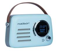 Madison - FREESOUND-VR30BL-DAB - Radio DAB+ vintage a batteria lunga - DAB+, FM, Bluetooth e USB - Subwoofer posteriore - Blu opaco - Vintage, nostalgico, retrò