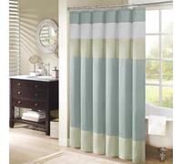 Madison Park Amherst Tenda da Doccia Finta Seta a Righe Moderne Tende da Bagno in Microfibra, Poliestere, Verde, 72 in x 72 in