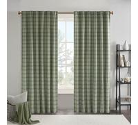 Madison Park Anaheim - Tenda per finestra a quadri, fodera in pile termoisolante, decorazione per soggiorno e camera da letto, confezione da 1 pannello singolo, 127 x 241 cm, con passanti in ecopelle,