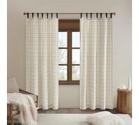Madison Park Anaheim - Tende a quadri con rivestimento termico in pile, per camera da letto e appartamenti, 127 x 213 cm, con linguetta, in ecopelle, colore: naturale