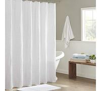 Madison Park Arlo - Tenda da doccia in 100% cotone, motivo a nido d'ape, 800 g/m², qualità alberghiera, morbida e alla moda, lavabile in lavatrice, tessuto per vasca da bagno, 183 x 183 cm, colore bianco