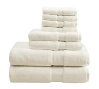 Madison Park - Asciugamani da bagno in 100% cotone da 800 g/m², set di asciugamani lunghi extra large in lino, 8 pezzi includono 2 teli da bagno, 2 per le mani e 4 per lavarsi, crema