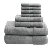 Madison Park Asciugamani da Bagno turchi in 100% Cotone da 800 g/m², Altamente assorbenti, Lunghi, Oversize, Include 2 Asciugamani da Bagno, 2 Asciugamani e 4 Asciugamani, Grigio