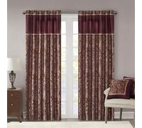 Madison Park Aubrey - Tenda a 2 Pannelli in Finta Seta Jacquard con Motivo Cachemire, con Tasca per Asta, per Soggiorno, Cucina, Camera da Letto e dormitorio, 2 Pezzi, 127 x 229 cm, Bordeaux