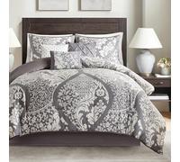 Madison Park Biancheria da letto leggera per tutte le stagioni, copriletto, cuscini decorativi, cotone, Vienna, ardesia damascata, Cal King (264,2 x 233,7 cm)