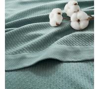 Madison Park Coperta morbida e traspirante in 100% cotone egiziano certificato, design classico a nido d'ape, lussuosa e leggera per tutte le stagioni, per letto, divano e divano, color foglia di tè