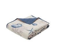 Madison Park Cotton Throw Blanket-Premium Double Sided Stitching Design Casual costiero Marino, Ultra Morbido, Accogliente Biancheria Soggiorno, Divano, Letto, Poliestere, Bayside Blu, 60"x70"