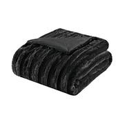 Madison Park Duke Polyester Brushed Long Fur Knitted Throw, 50 da 152,4 cm, Nero
