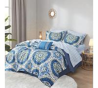 Madison Park Essentials All Season Down - Set completo di lenzuola alternative, per letto matrimoniale, in poliestere, blu, California King
