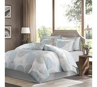 Madison Park Essentials, comodo letto in una borsa, design dai colori vivaci, copertura alternativa per tutte le stagioni, set completo di lenzuolo, king (264 x 233 cm), circolare Aqua