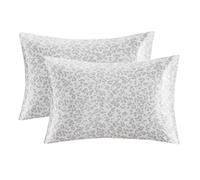Madison Park Essentials Set di 2 federe in raso per capelli e pelle, lussuosamente morbide, setose con lucentezza naturale, fresche al tatto, senza pieghe, lavabili in lavatrice, leopardo grigio