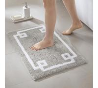 Madison Park Evan - Tappetino da Bagno in Cotone Trapuntato, Lavabile, 50,8 x 76,2 cm, Colore: Grigio