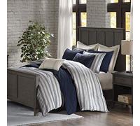Madison Park Farmhouse Comforter set, Cotone, Navy and Ivory, Queen