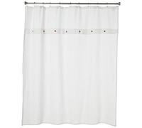 Madison Park Finley - Tenda da doccia in 100% cotone, motivo a nido d'ape, design minimalista, lavabile in lavatrice, schermo privacy in tessuto, 183 x 183 cm, bianco