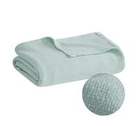 Madison Park Freshspun Basketweave Cotone Coperta, Blue, King