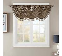 Madison Park JLA Home INC Elena - Mantovana con tasca per asta decorata a cascata, in finta seta, per finestra, 38 x 46, bronzo