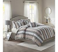 Madison Park Moderno set di biancheria da letto per tutte le stagioni con federa abbinata, poliestere, fard/grigio