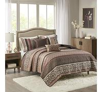 Madison Park Princeton 5 Piece Quilted Coverlet Set, King, Rosso
