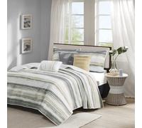 Madison Park Quilt Set Cottage Coastal Design 6 pezzi - Copriletto per tutte le stagioni, copriletto leggero, federe, cuscini, matrimoniale/queen