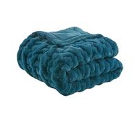 Madison Park Ruched Fur Luxury Throw Teal 50 x 60 Premium Soft Cozy Brushed Long Fur for Bed, Coach or Sofa
