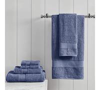 Madison Park Set di asciugamani da bagno in 100% cotone biologico, qualità alberghiera e spa, altamente assorbenti, ad asciugatura rapida, include per doccia, lavaggio a mano e viso, multicolore, blu