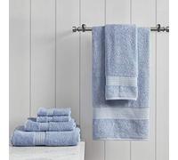 Madison Park Set di asciugamani da bagno in 100% cotone biologico, qualità alberghiera e spa, altamente assorbenti, ad asciugatura rapida, include per doccia, lavaggio a mano e viso, multicolore, blu,