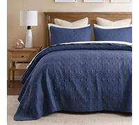 Madison Park - Set di biancheria da letto per tutte le stagioni, con copriletto leggero, in poliestere, blu navy, king size (304,8 x 299,7 cm)