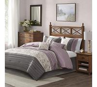Madison Park Set per tutte le stagioni, gonna da letto, cuscini decorativi, poliestere, viola, regina (228,6 x 228,6 cm)