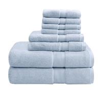 MADISON PARK SIGNATURE Set di Asciugamani Lusso in 100% Cotone, 800 g/m² Altamente Assorbente, ad Asciugatura Rapida, qualità alberghiera e Spa per Il Bagno, Azzurro, Multi-Sizes