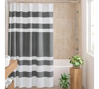 Madison Park Spa - Tenda da doccia in tessuto goffrato a righe per bagno, con gestione dell'umidità Scotchgard 3M, qualità spa, moderna, standard, 182,9 x 182,9 cm, colore: antracite