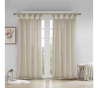 Madison Park Tenda a pannello trasparente a tinta unita con rosette e polsini decorati con motivo floreale, per camera da letto, soggiorno e dormitorio, 127 x 213,4 cm, lino