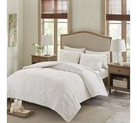 Madison Park Trapunta trapuntata in ciniglia di cotone, set di biancheria da letto per tutte le stagioni, federe abbinate, Bahari, foglie di palma costiera bianco sporco king size (264 x 233 cm), 3