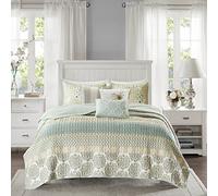Madison Park Willa 6 Piece Quilted Coverlet Set Green Full/Queen