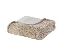 Madison Park Zuri - Coperta in morbida pelliccia sintetica di lusso, con motivo a righe, in finto visone sul retro, per letto, divano, 60 x 70, leopardo
