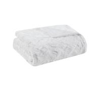 Madison Park Zuri - Coperta in morbida peluche di lusso oversize in finta pelliccia con motivo a strisce di animali, in finto visone sul retro, moderna coperta per il freddo, per divano e divano, 60 x 70, colore: bianco