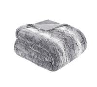 Madison Park Zuri Faux Visone sul Retro, Coperta Moderna per Il Freddo per Letto, Divano, Poliestere, Grigio, 60x70