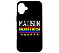 Madison Pride Gay Lesbiche Queer LGBT Arcobaleno Bandiera Wisconsin Custodia per iPhone 16 Plus