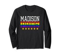 Madison Pride Gay Lesbiche Queer LGBT Arcobaleno Bandiera Wisconsin Maglia a Manica