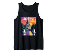 Madison Skyline Wisconsin State Capitol Barche a Vela Vintage Canotta