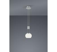 MADISON SOSPENSIONE LED METALLO ACCIAIO E VETRO SFERA BIANCO CON REGOLAZIONE ALTEZZA CON CONTRAPPESO E DIMMERAZIONE INTENSITA' CON NORMALE INTERRUTTORE A PARETE D. 18CM