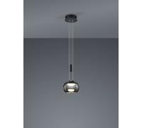 MADISON SOSPENSIONE LED METALLO NERO E VETRO SFERA FUME' CROMATO CON REGOLAZIONE ALTEZZA CON CONTRAPPESO E DIMMERAZIONE INTENSITA' CON NORMALE INTERRUTTORE A PARETE D. 18CM