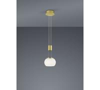 MADISON SOSPENSIONE LED METALLO OTTONE E VETRO SFERA BIANCO CON REGOLAZIONE ALTEZZA CON CONTRAPPESO E DIMMERAZIONE INTENSITA' CON NORMALE INTERRUTTORE A PARETE D. 18CM