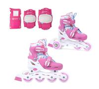 Madivo Cottoncandy - Set 2 in 1 pattini in linea/triskates regolabili | ABEC-5 pattini in linea convertibili in pattini a rotelle | bianco/rosa | taglie: 26-29, 30-33
