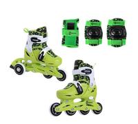 Madivo Dino Set 2 in 1 Inline/Triskater REGOLABILE | ABEC-5 Pattini a rotelle | Pattini in linea trasformabili in pattini a rotelle | Verde/Nero | Taglie: 26-29, 30-33 (M (34-37) - Set CON SCARPE)