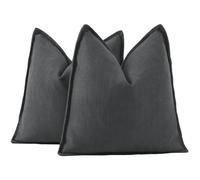 Madizz 2 Pezzi Ciniglia Copricuscini Testurizzata con Bordo Morbido Decorativo Fodere per Cuscino Lusso Stile per Divano Camera da Letto 65x65 cm Grigio scuro