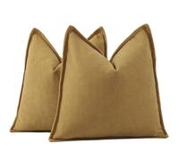 Madizz 2 Pezzi Ciniglia Copricuscini Testurizzata con Bordo Morbido Decorativo Fodere per Cuscino Lusso Stile per Divano Camera da Letto 50x50 cm Giallo senape