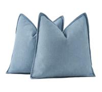 Madizz 2 Pezzi Ciniglia Copricuscini Testurizzata con Bordo Morbido Decorativo Fodere per Cuscino Lusso Stile per Divano Camera da Letto 65x65 cm Blu