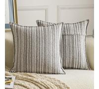 Madizz 2 Pezzi Copri Cuscini in Boucle con Bordo Decorativo Neutri Morbido Copricuscini Fodere per Cuscino Lusso Stile Arredi per Divano e Letto Taupe 40x40 cm