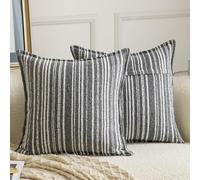 Madizz 2 Pezzi Copri Cuscini in Boucle con Bordo Decorativo Neutri Morbido Copricuscini Fodere per Cuscino Lusso Stile Arredi per Divano e Letto Grigio 45x45 cm